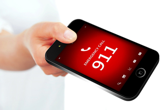 A smart phone dialing 911